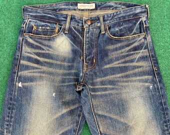 VANQUISH JAPAN Denim Paint Faded Made in Japan Honeycomb VANQUISH JAPAN Denim Paint Faded Made in Japan Honeycomb