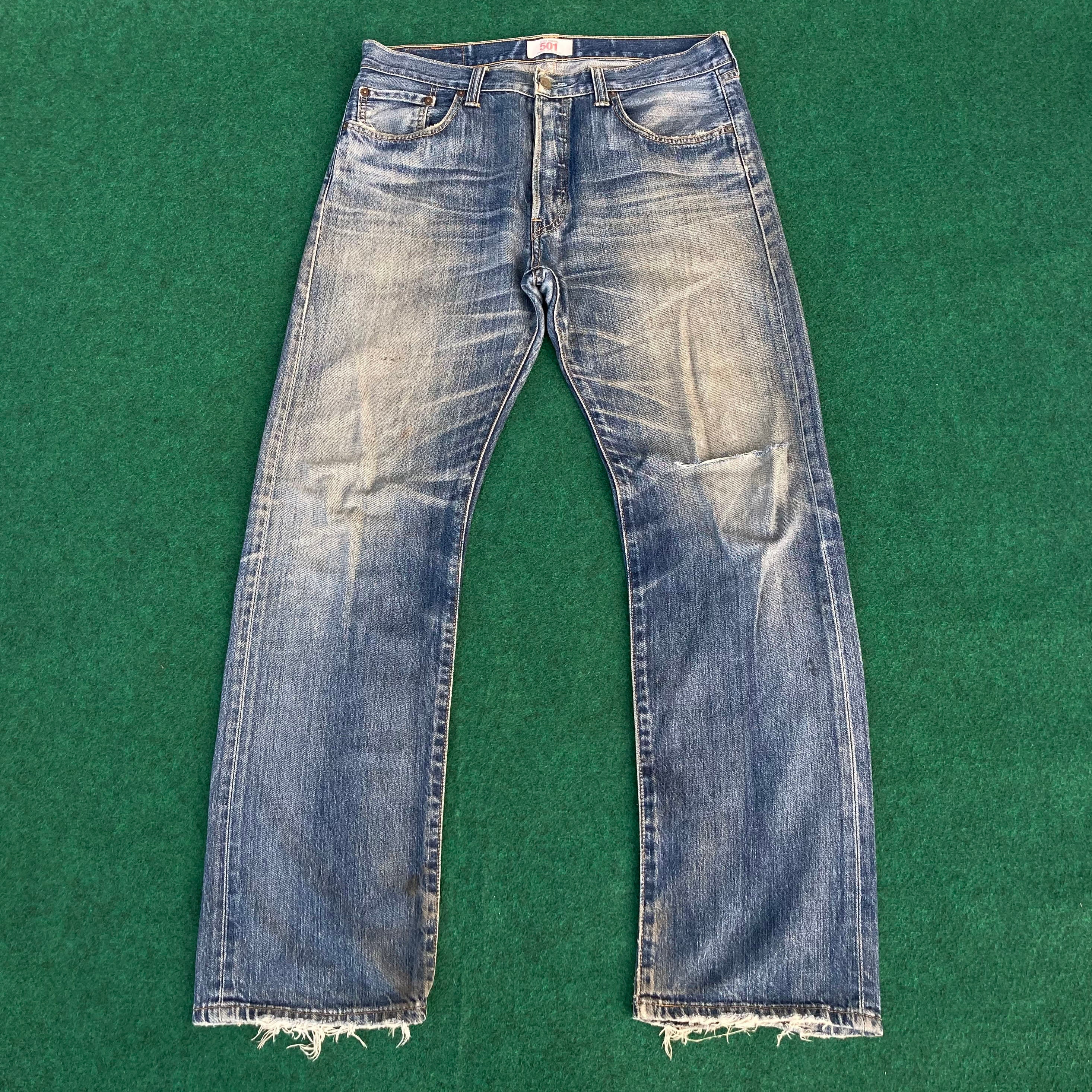 Vintage Levis 501 Distressed Ripped 34 Grunge 90s Jeans - Etsy