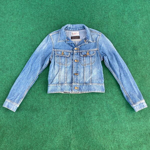 Vintage Lee Lady Denim Button Fly Blue Denim 90s Chaqueta de calle