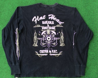Vtg Flat head Bikers and vintage Long Sleeve T Shirt
