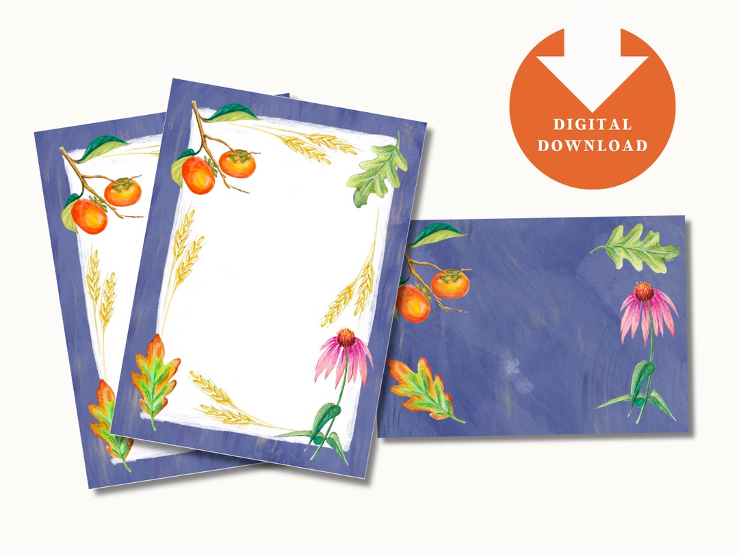 Nature-inspired Printable Stationery Persimmons and - Etsy