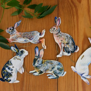 Rabbits Garland - illustrated hares paper banner - bunny bunting