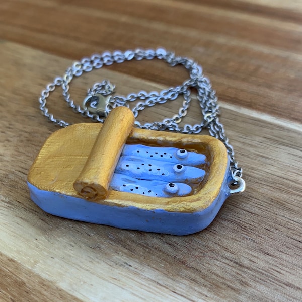 Tinned Fish Sardine Pendant Necklace