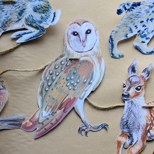 Woodland Animals Illustrated Paper Garland - Etsy