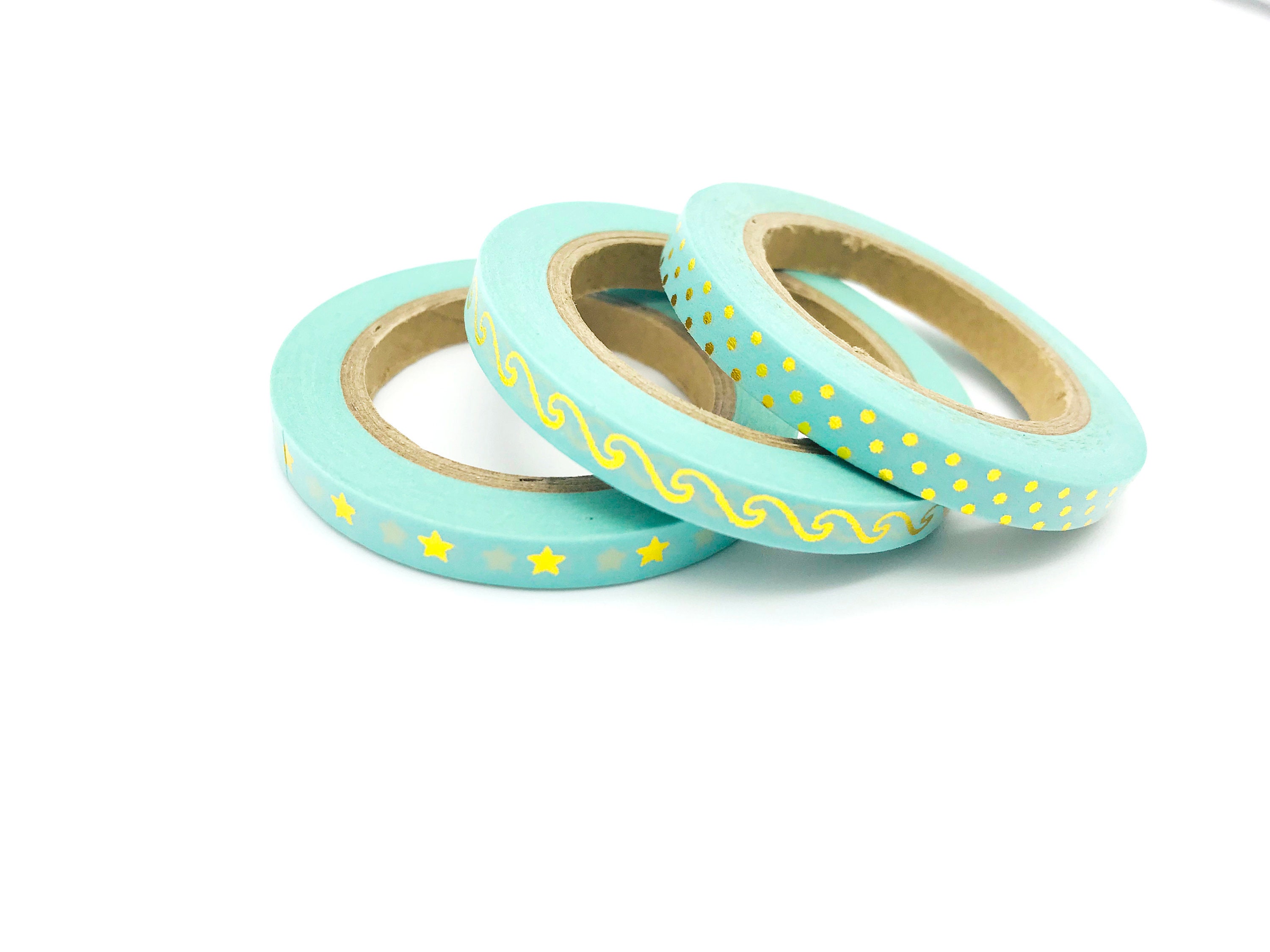 3 IN 1 Mint Green Golden Foil Washi Tapes Masking Tape Etsy