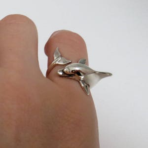 dolphin ring, silver