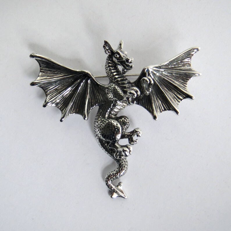 Dragon brooch solid sterling silver hallmarked | Etsy