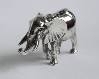 Elephant mother silver figurine