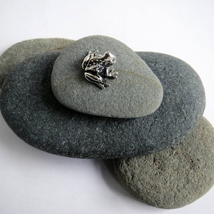 Tiny silver frog figurine