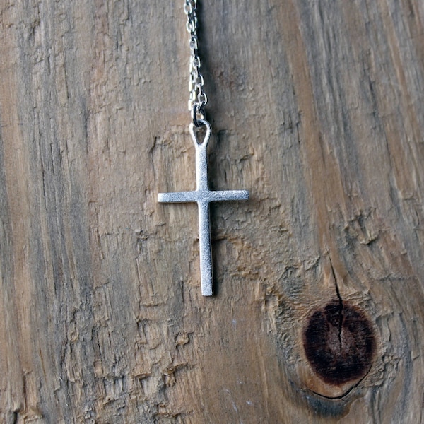 Silver Cross Necklace-Christian Cross Pendant-Religious Jewelry-Silver Necklace-Cross Pendant-Gift Idea-Anhänger Kreuz-Argent-Plata-Cruz