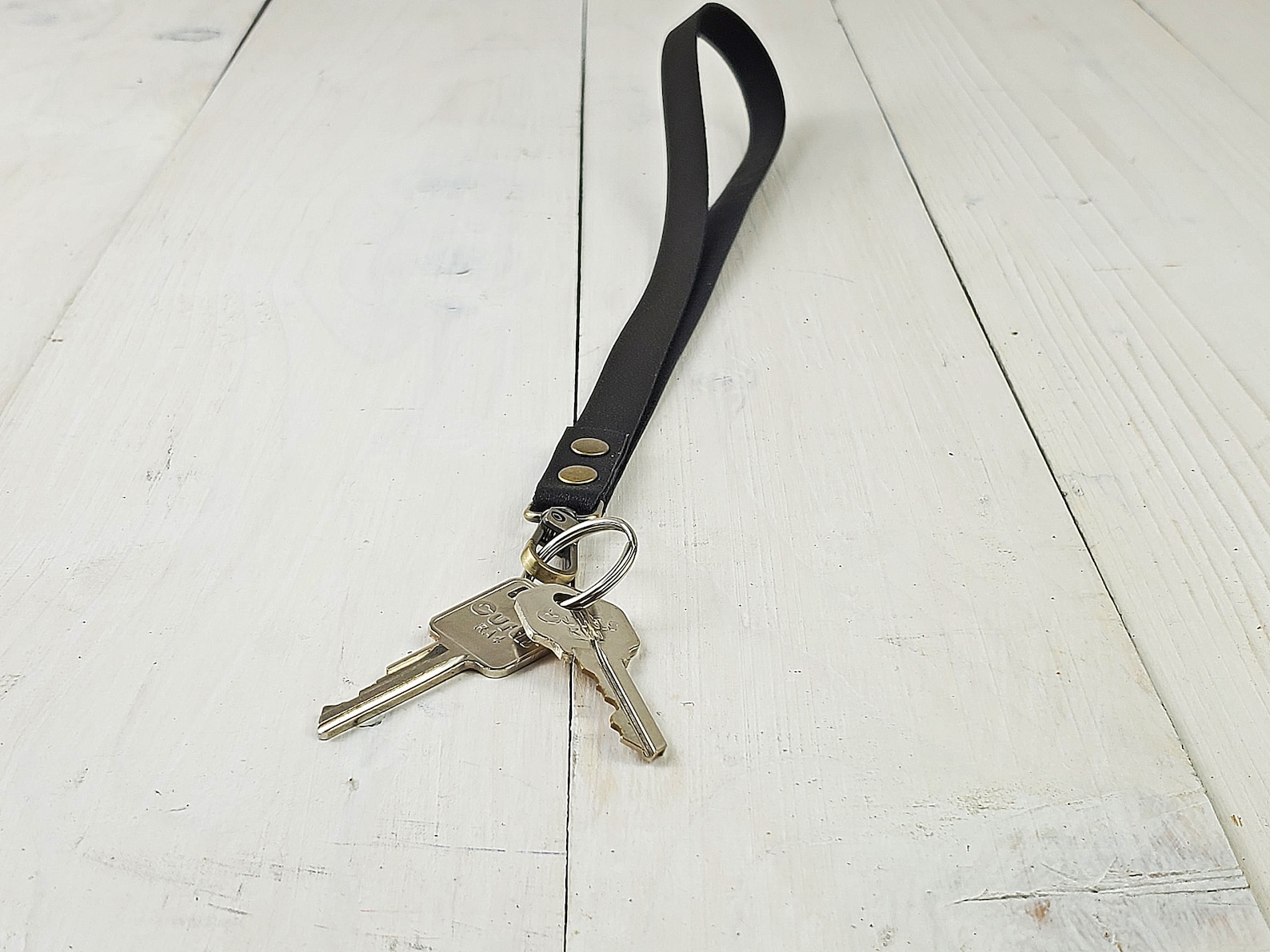 Skinny black leather lanyard. Key holder. Leather key chain. Etsy