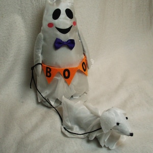 Felt Dachshund White Ghost Dog Sculpture Ghost Dog walker Halloweenie Decor