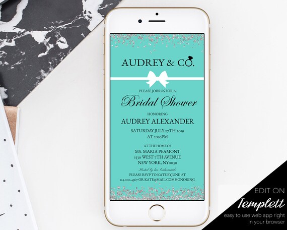 bridal Shower sms Invitation c1 electronic invitation bridal shower Invite Digital Bridal Shower Editable Digital Text SMS Bride /& Co