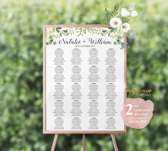 Wedding Seating Chart 20 Tables