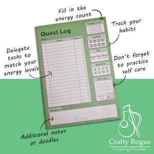 Spoon Tracker Notepad - Quest edition