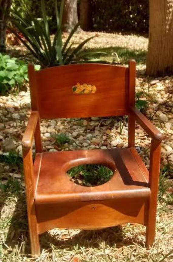 Vintage Mid1950 Child's Wooden Potty Chair With Original Etsy