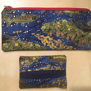 SET: zippered pouch and  tissue pack holder