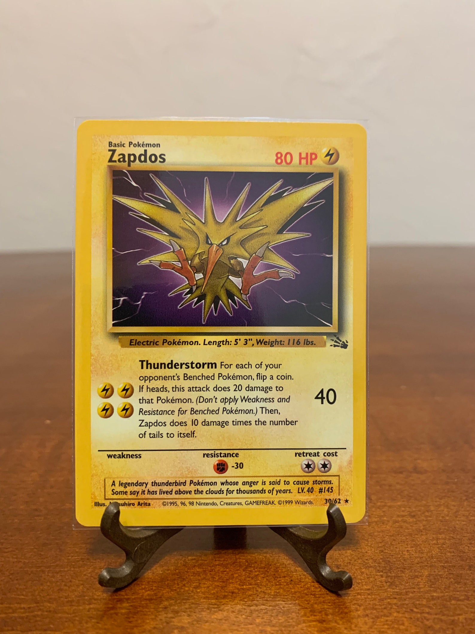 Rare Zapdos card 30/62 Base set Rare Pokemon Card REAL CARD Etsy
