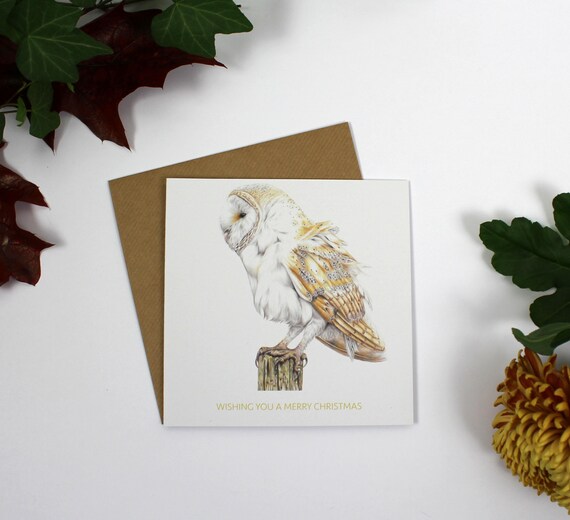 Barn Owl Christmas Card, Greeting Card, Cards, Birthday Card, Wildlife Art, Owl, Bird