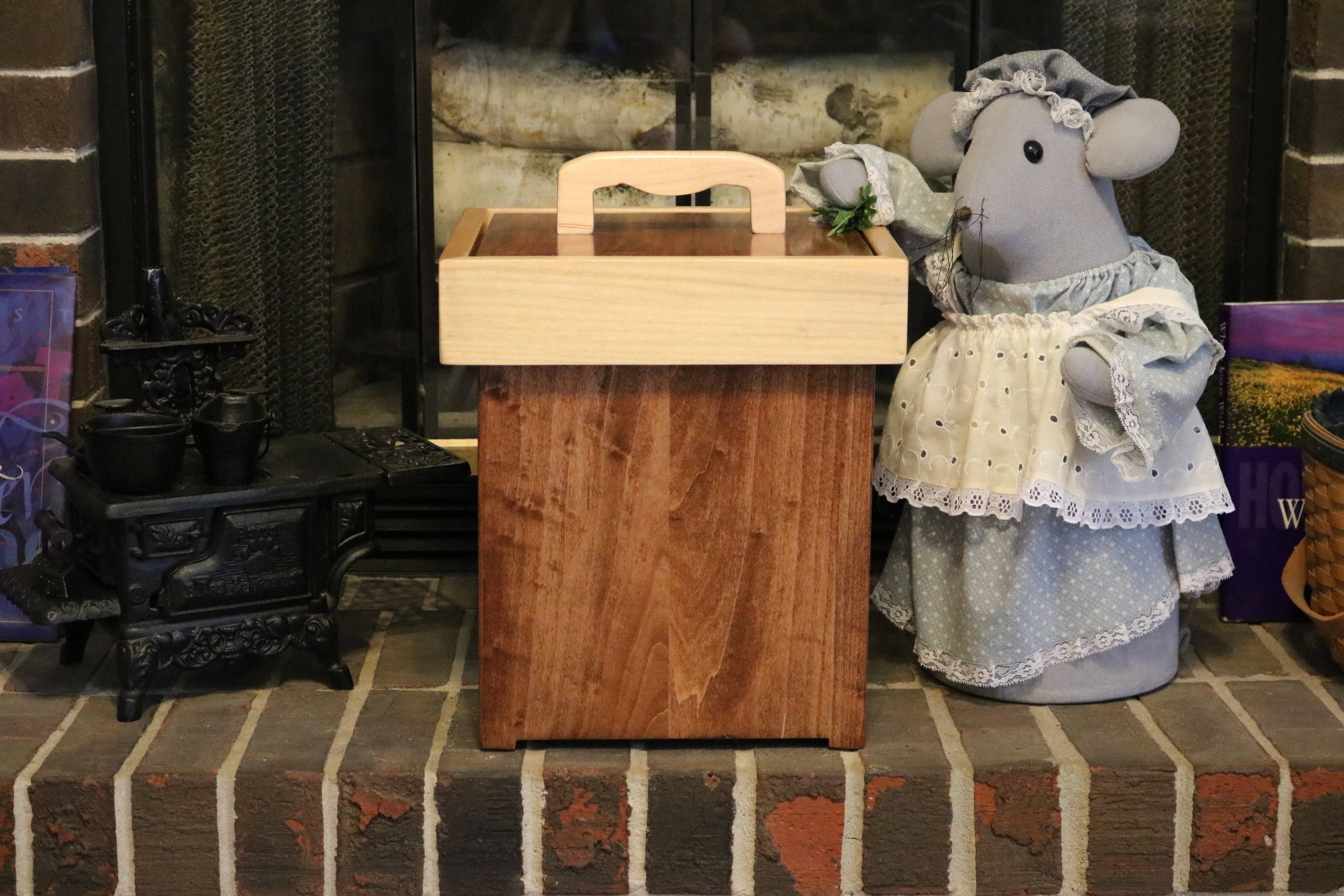 Rustic handmade wood bathroom trash can with lid Etsy