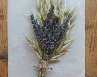 Dried Flower Buttonhole Lavender Oats, boutonniere, wedding flowers, floral corsage