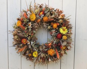 Dried Flower Wreath Autumn Harvest, floral decor, Autumn styling, wedding wreath