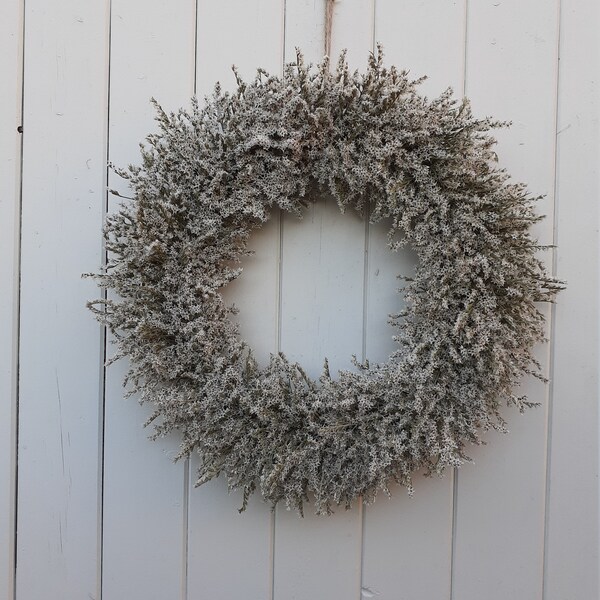 Dried Flower Ice White Wreath, White Interior Decor, Wedding Decoration, Floral Wall Hanging