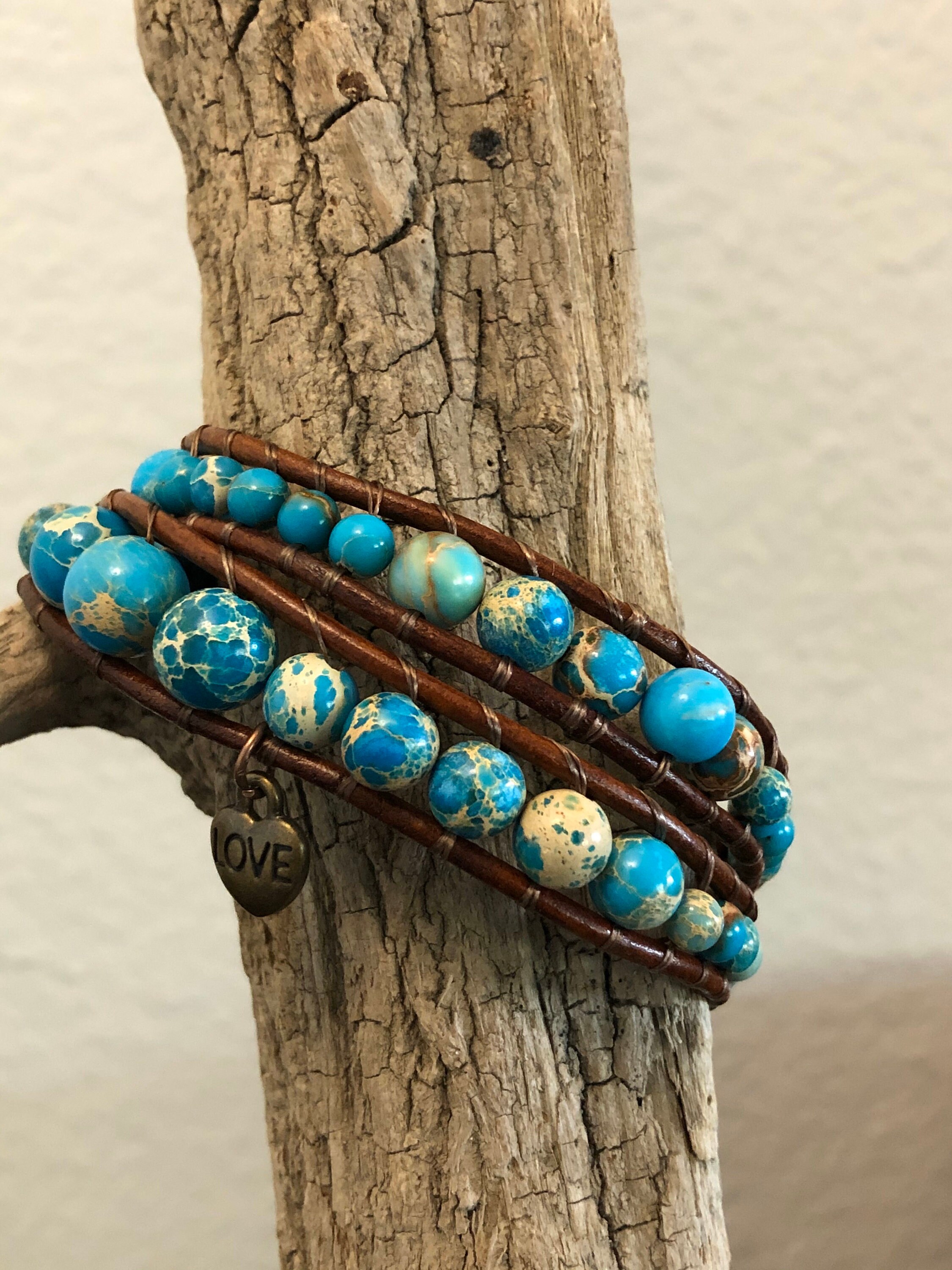 Natural Turquoise Wrap Bead Bracelet Etsy