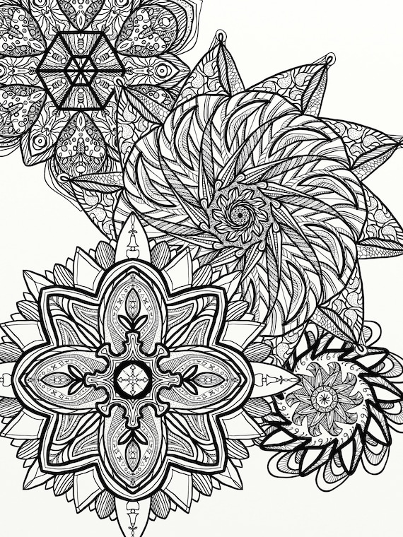 Coloring Page, Floral Mandala, Digital Art for Adults and Kids Great  Quarantine Activity 