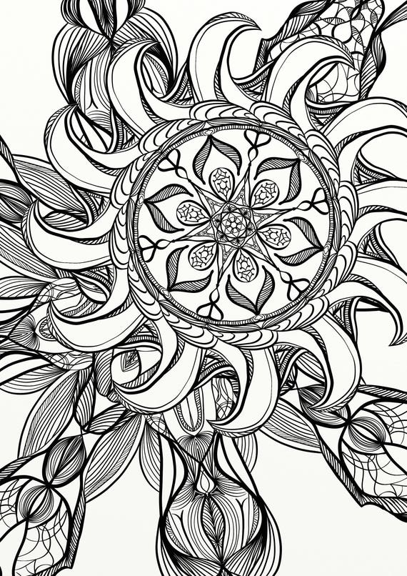 Mandala Spiral Relaxing Adult Coloring Page, Great Quarantine Activity