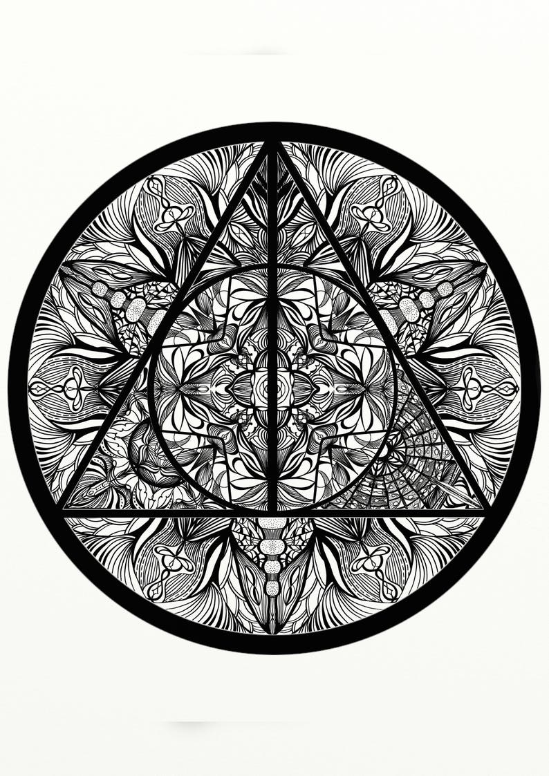Download Harry Potter Deathly Hallows inspired Adult Coloring ...