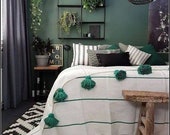 Moroccan pompom blanket King Bed size.
