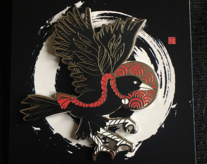 Japanese Yōkai - the Three-legged Crow Hard Enamel Silver Pin. - Etsy