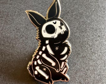 Skeleton Bunny Hard Enamel Pin