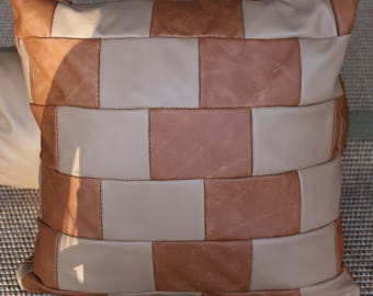 Patchwork Kissenbezug aus Leder
