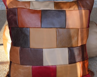 Patchwork Kissenbezug aus Leder
