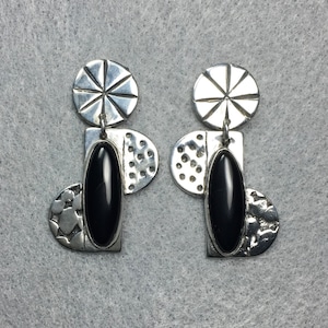 Sterling post earring with black onyx