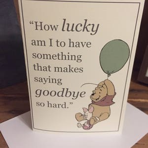 AA Milne, The Complete Tales of Winnie the Pooh 'How lucky am I/Saying Goodbye' Carte de vœux vierge
