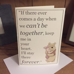 AA Milne, The Complete Tales of Winnie the Pooh 'Can’t Be Together/In Your Heart Forever' Carte de vœux vierge