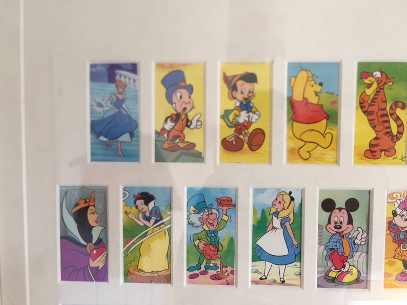 World of Walt Disney Nursery Art 25 Iconic Disney Characters In Double Mount and Frame 530mmx430mm 53cm x 43cm image 4