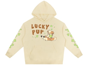 Lucky Pup Furry Hoodie Cute Oversized Style