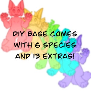 Peut inclure: Base DIY avec 6 esp&egrave;ces et 13 extras ! Une illustration color&eacute;e de six personnages d'animaux &agrave; fourrure dans diff&eacute;rentes poses.
