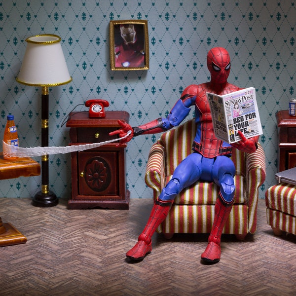 Spider Man photographic print 'When you REALLY want an Irn Bru'