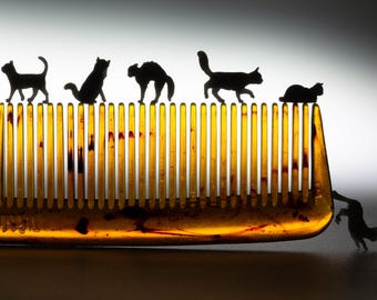 Little People Fotodruck - 'CAT-A-COMB'