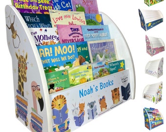 Personalised Childrens Bookcase, Book Shelf Kids Room, Many Themes, Fully Assembled, Handmade in UK, for Ages 1-5, Child-Safe.