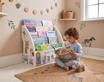 Montessori Bookshelf, Free Personalisation | Kids Bookcase, Toddler Bookshelf, Fully Assembled, Nursery Bookshelf, New Baby Gift
