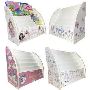 Girls Bookcase with Name | Unicorn, Fairy, Ballerina & Swan Themes, Fully Assembled, First Birthday Gift for Girls, UK Made