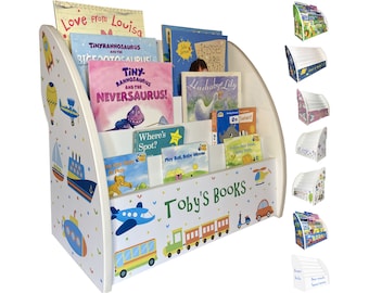 Personalised Boys Bookcase, Boys Bookshelf, 2 Sizes & Many Themes, Fully Assembled, Handmade in UK, for Ages 1-5, Child-Safe.