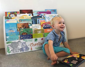 Personalised Safari Nursery Bookshelf | Animal Front-Facing Kids Bookcase