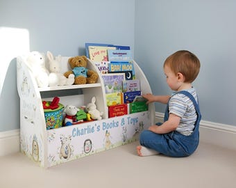 Personalised Kids Books and Toys Storage Organiser | Woodland Safari Nursery Furniture